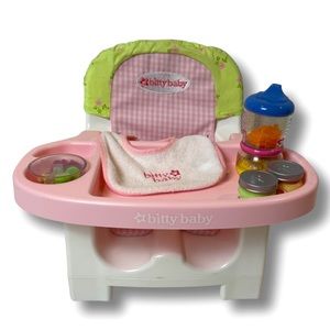 American Girl Bitty Baby Floral Feeding Chair w/ food